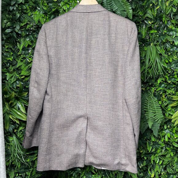 VINTAGE OSCAR DE LA RENTA Blazer Jacket Men 40 Tan 100% Wool Sport Coat Lined - Picture 10 of 10